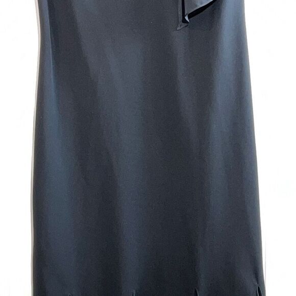 S. L. Fashions  Black Dress With Tulip Hem Rhinestones Attached Button - Size 12 - Picture 3 of 8